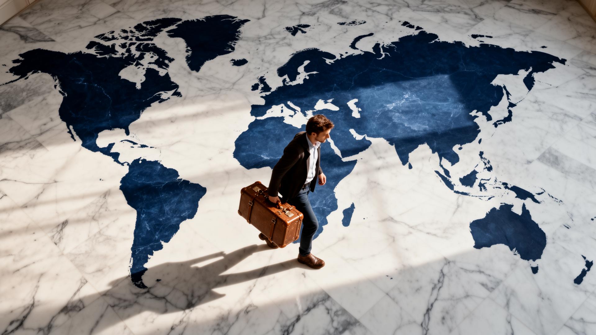 Voyageur préparant ses formalités à l'international